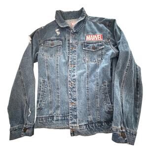 Marvel SDCC 2023 Exclusive Denim Jacket Distressed Blue Trucker Men's M Rare